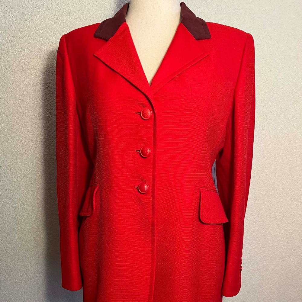 Hermes Vintage 1980s Red Wool Blazer Size US10 (FR42)